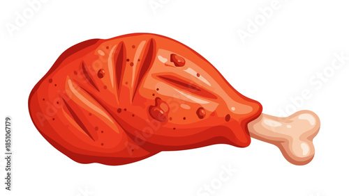 Juicy Roast Chicken Leg with Crispy Skin and Bone In Presentation