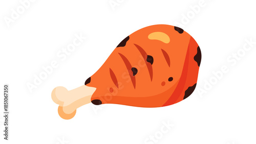 Juicy Grilled Chicken Leg with Seasonings on a White Surface