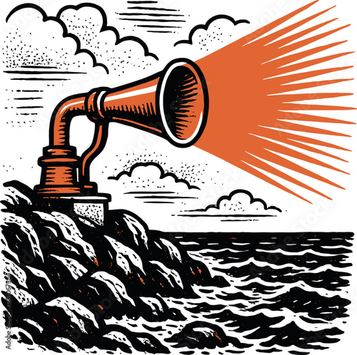 Vintage Megaphone Retro Communication Art