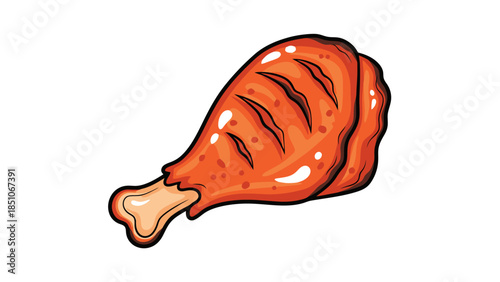 Juicy roasted chicken drumstick with crispy skin and tender meat