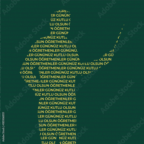 Happy teacher's day greeting card that reads ÖĞRETMENLER GÜNÜNÜZ KUTLU OLSUN with lettering. Happy teachers day greeting card in Turkish Language with lettering.