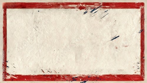 Textured Canvas Frame: Red Border with Abstract Paint Splatters