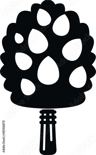 Black and white graphic of a traditional sauna venik whisk
