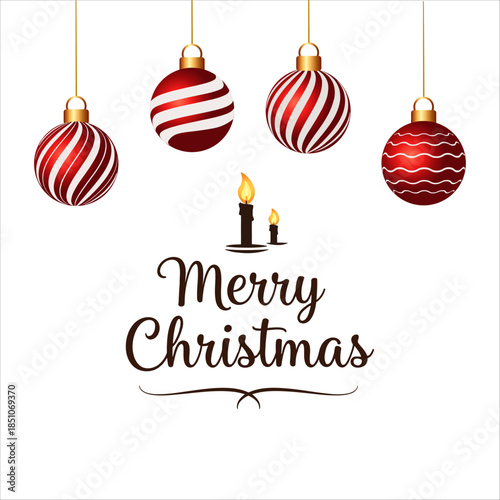 Merry Christmas and Happy New Year Flyer:  Red Baubles, and Festive Bells Typography