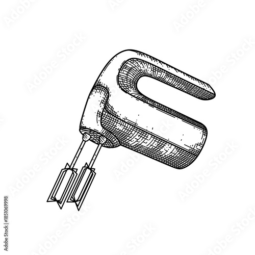 hand drawn hand mixer line art vector illustration