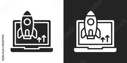 Deployment Icon In Black And White Glyph Style