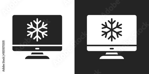 Freezing Icon In Black And White Glyph Style