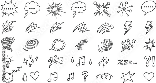 Collection of Comic Book Style Sound Effects and Speech Bubbles Icons