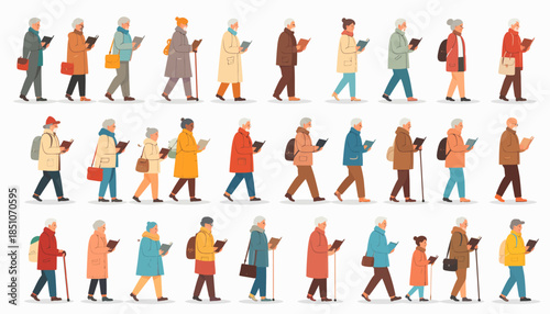 Diverse Group of People Walking Together.