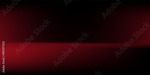 Red studio background. Abstract limbo podium studio room. Dark red gradient wall floor and spotlight scene. Showcase, promotion display. Vector stage mockup illustration