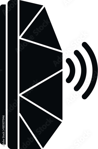 Acoustic foam panel absorbing sound waves from a wall