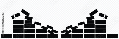 Collection of six brick wall icons in various graphic styles including flat design, outline, silhouette, and hand-drawn sketch for construction and building themes. Brick Wall White Icon Set Design