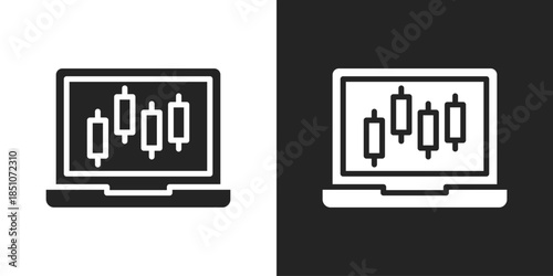 Market Trading Icon In Black And White Glyph Style