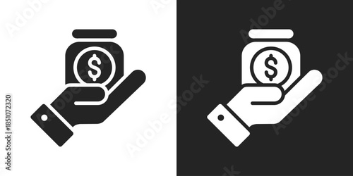Capital Fund Icon In Black And White Glyph Style