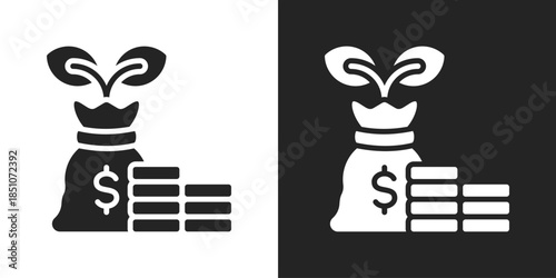 Growth Fund Icon In Black And White Glyph Style