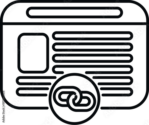 Website page displaying a backlink or hyperlink chain icon representing connection
