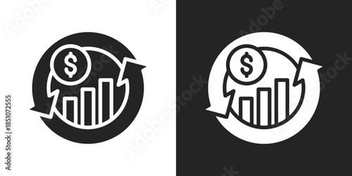 ROI Cycle Icon In Black And White Glyph Style