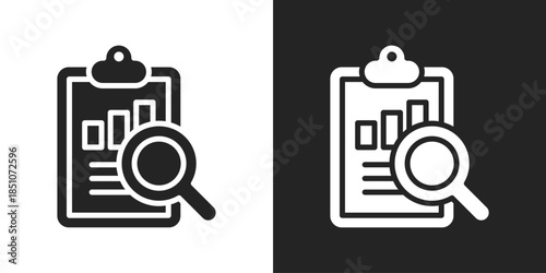Financial Audit Icon In Black And White Glyph Style