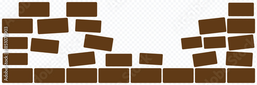 Brick wall icon featuring a simple rectangular pattern of stacked bricks. Flat vector illustration, created in outline, filled, and color style. Bricks icon set. Simple design. Vector illustration eps