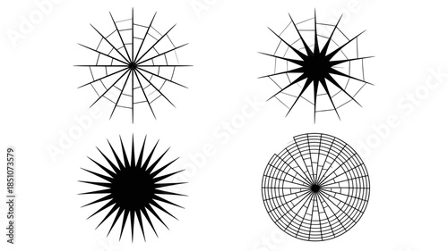 Abstract radial patterns: a collection of geometric starburst and spiderweb designs