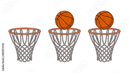 A basketball's delicate balance: resting on the hoop without falling through