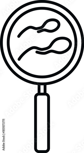 Magnifying glass highlighting human biological sperm for scientific fertility analysis