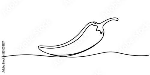 continuous line drawing of chili symbol. abstract line art illustration, Continuous line drawing of chili pepper with one line, white background, Vegetable concept. Design graphic vector illustration