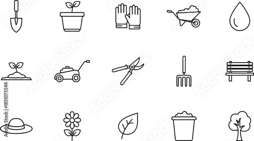 Gardening Line Art Set