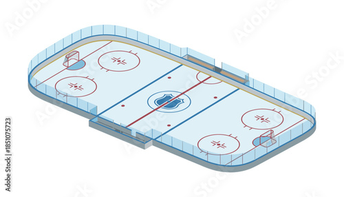 Ice hockey rink isometric layout for sports game