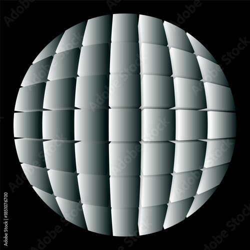 Half-tone dots. Dotted, circles pattern. Sphere, orb or globe distortion speckles. Diffuse radial, radiating bulge, bloat warp. Polka-dot inflate design. Abstract circles circular geometric pattern