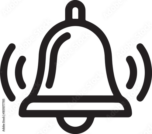 Notification bell with waves alerting people of new messages or events online