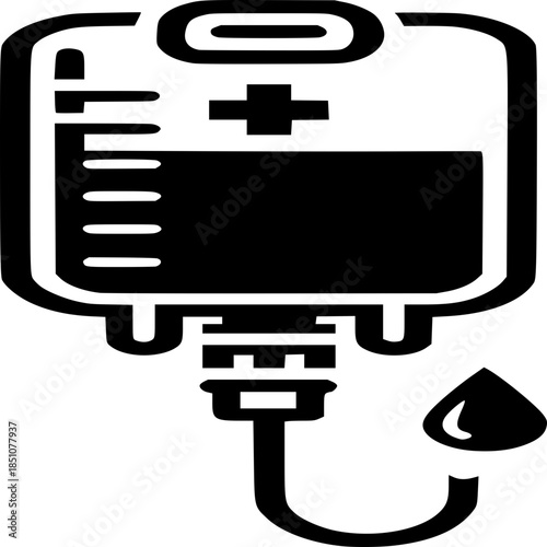 Blood Bag Icon: A clear representation of a blood bag with a distinct drop, capturing the essence of life-saving medical procedures.