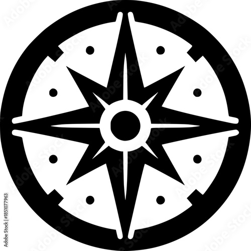 Navigational Guidance: A sleek, minimalistic compass rose, a symbol of direction and exploration, charting a course toward adventure and discovery. 