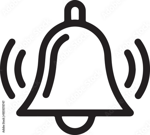 Notification bell with waves alerting people of new messages or events online