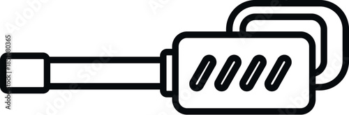 Automotive silencer black line drawing, a vehicle mechanical system part