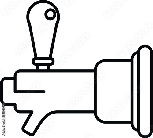 Bar beer tap dispensing alcohol drink in line art icon style