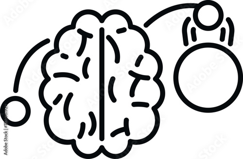 Brain icon demonstrating the concept of intellectual processing and mental balance