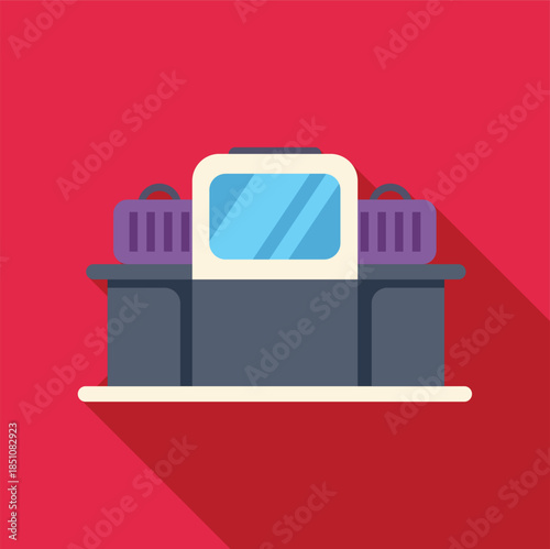 Luggage passing through an x ray security scanner in an airport
