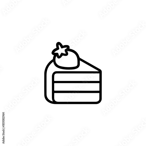 Strawberry Cake Slice Outline Icon