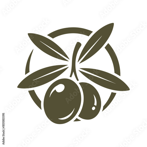 Dark green stylized flower with two olives in the center 1