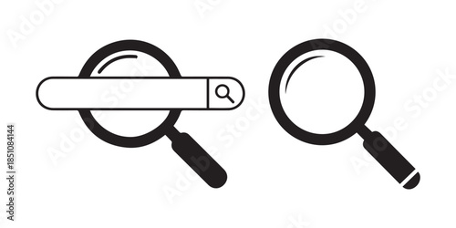 Search icon vector. Magnifying glass symbol. Simple flat magnifier or loupe for business analysis, find, and research concepts. UI element isolated on white background., pro