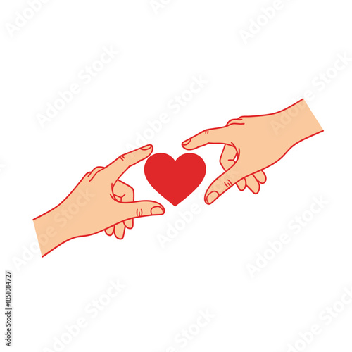 Hands framing a red heart, ideal for valentines day, love, compassion, relationships, charity, health, wellness, emotional support concepts.
