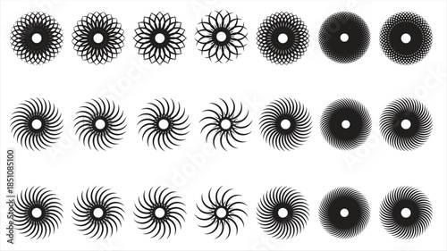 21 Geometric Mandala Spirograph Vector Ornament Silhouette Set
