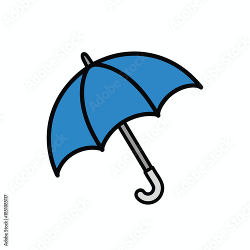 Cartoon umbrella with blue canopy and a gray handle