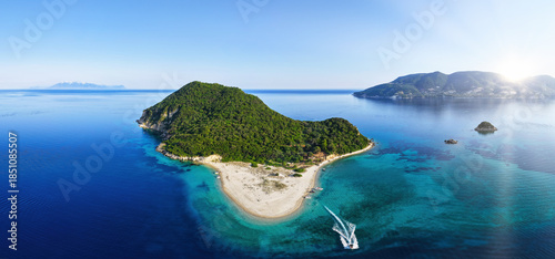 Aerial view from above looking down towards Marathonisi beach, Zakynthos 2025 