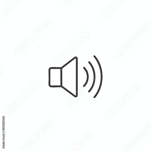 A speaker icon emitting sound waves, represented by curved lines. Simple design