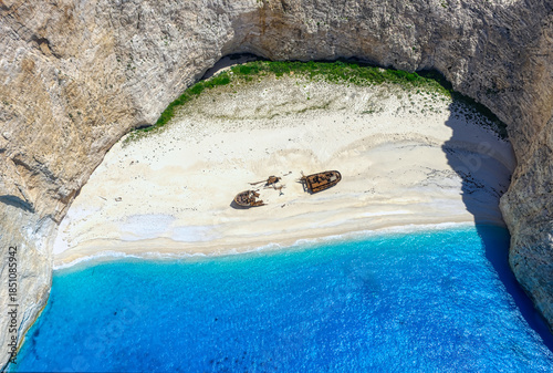 Aerial view from above looking down towards Marathonisi beach, Zakynthos 2025