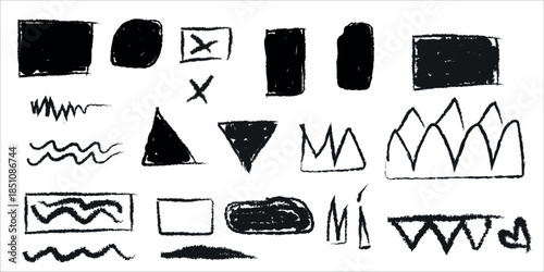 Geometric shapes and abstract patterns in black and white