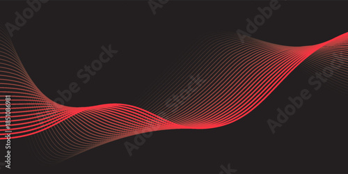 Dark abstract background with a glowing abstract waves, abstract background