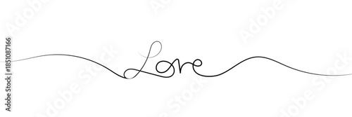 Continuous line drawing word Love for wedding, valentine card background, logo. Calligraphy letter text love word wedding background. Vector illustration love concept. vector illustration .EPS 10 .